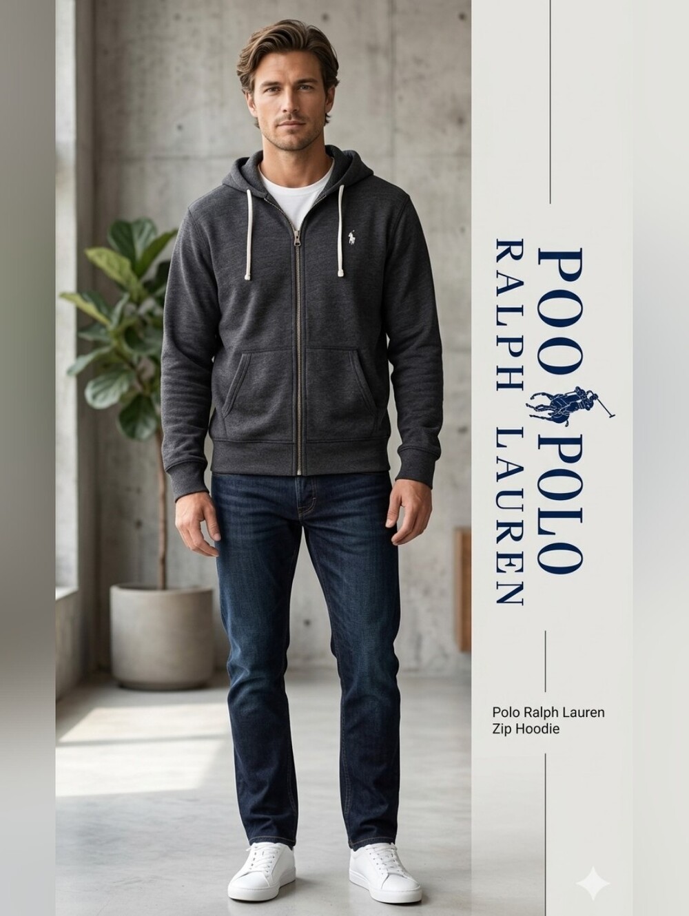 Polo by Ralph Lauren Charcoal Gray Zip Hoodie